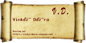 Vinkó Dóra névjegykártya